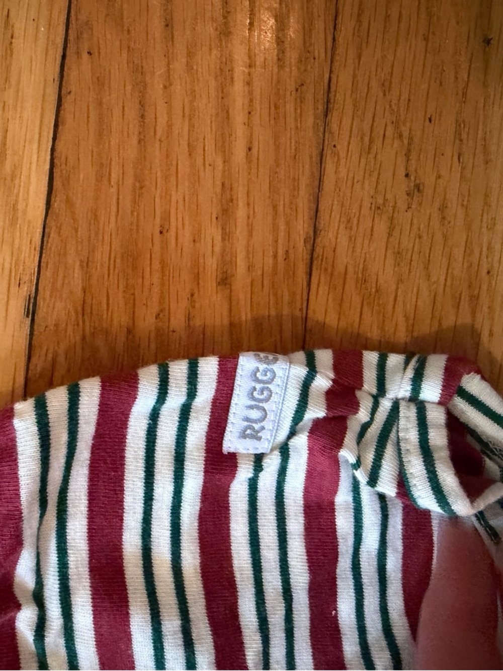 Striped Red Raglan Baby One-Piece with Button Placket - Picture 3 of 3